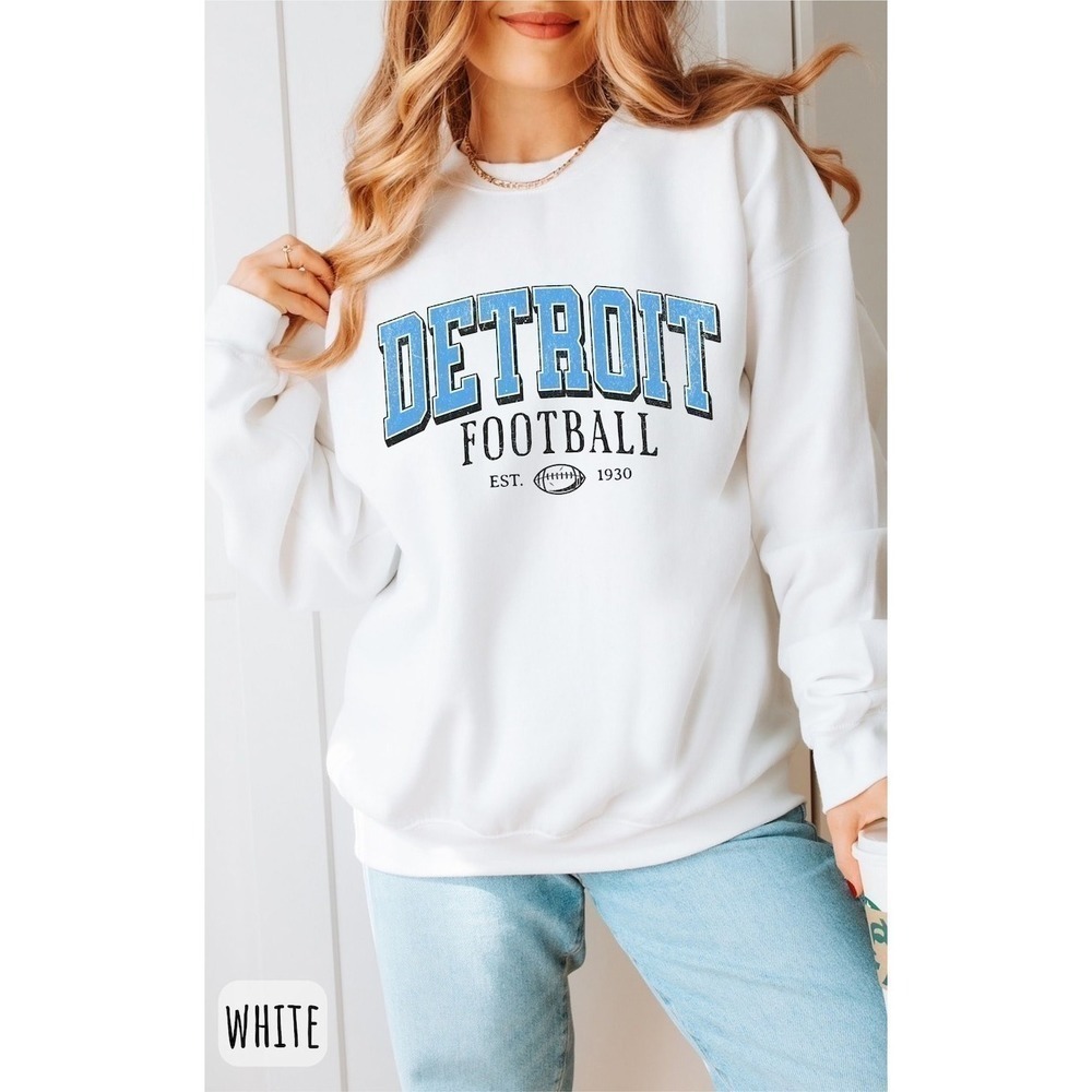 Retro Detroit Lions Game Day Football Crewneck Sweatshirt